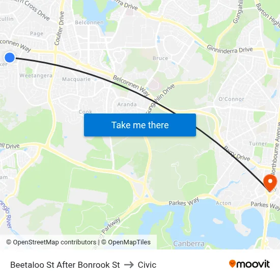 Beetaloo St After Bonrook St to Civic map