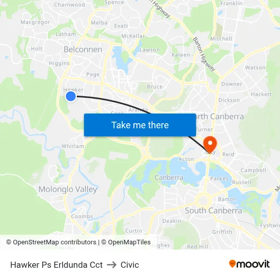 Hawker Ps Erldunda Cct to Civic map