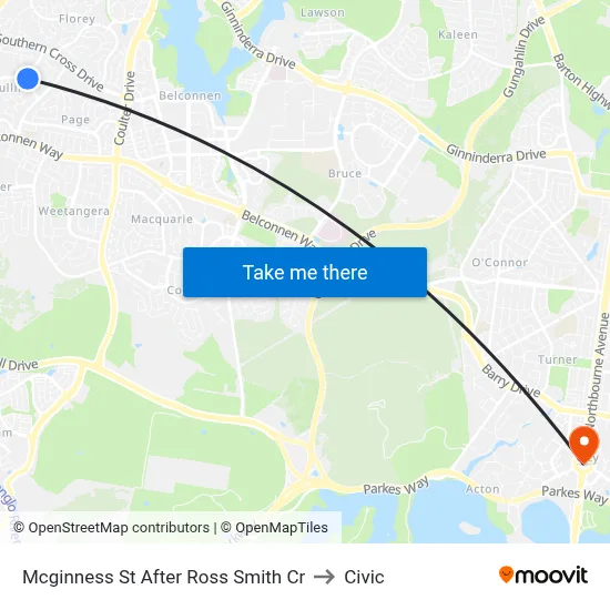 Mcginness St After Ross Smith Cr to Civic map