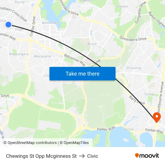 Chewings St Opp Mcginness St to Civic map