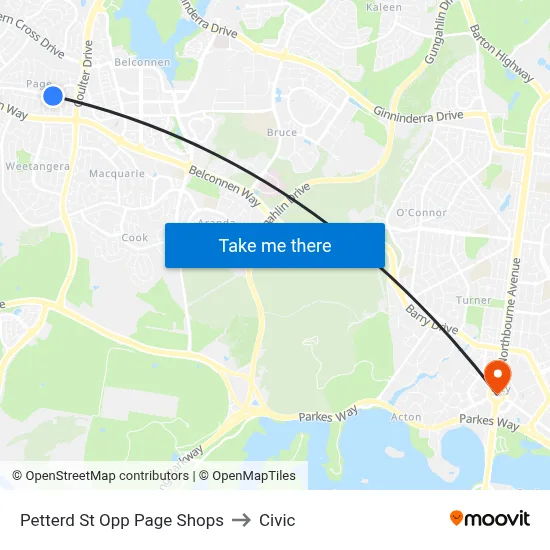 Petterd St Opp Page Shops to Civic map