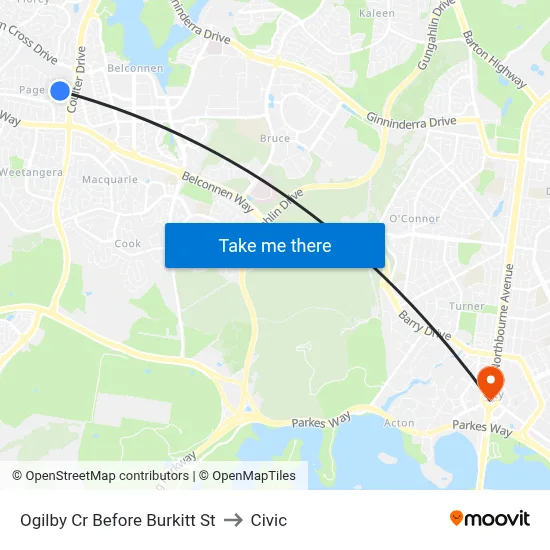 Ogilby Cr Before Burkitt St to Civic map