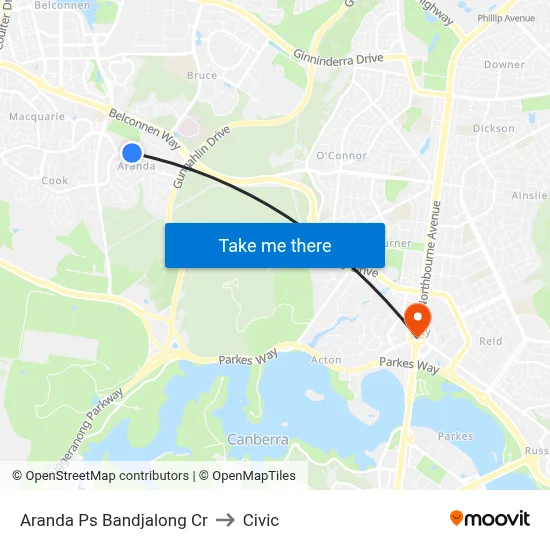 Aranda Ps Bandjalong Cr to Civic map