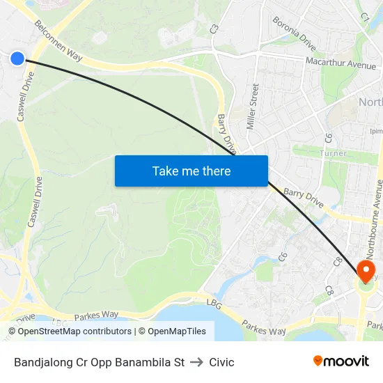 Bandjalong Cr Opp Banambila St to Civic map