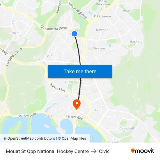 Mouat St Opp National Hockey Centre to Civic map