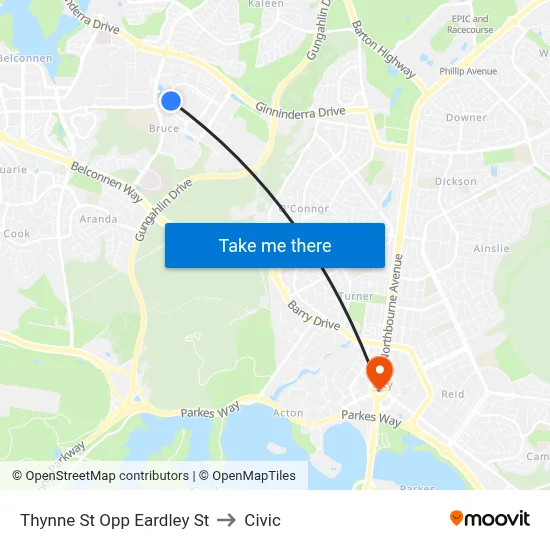 Thynne St Opp Eardley St to Civic map