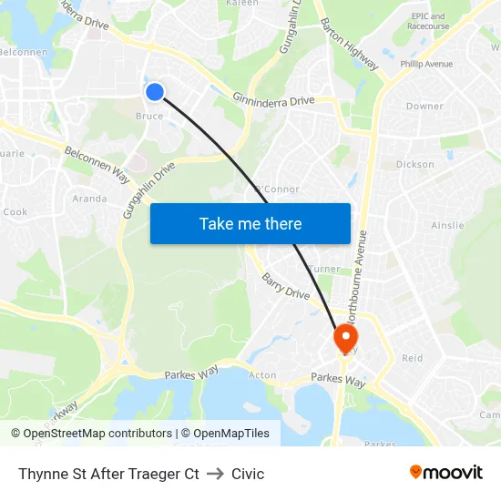 Thynne St After Traeger Ct to Civic map