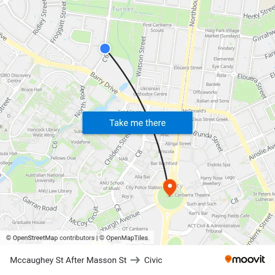 Mccaughey St After Masson St to Civic map