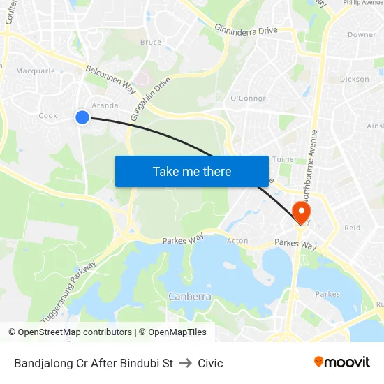 Bandjalong Cr After Bindubi St to Civic map