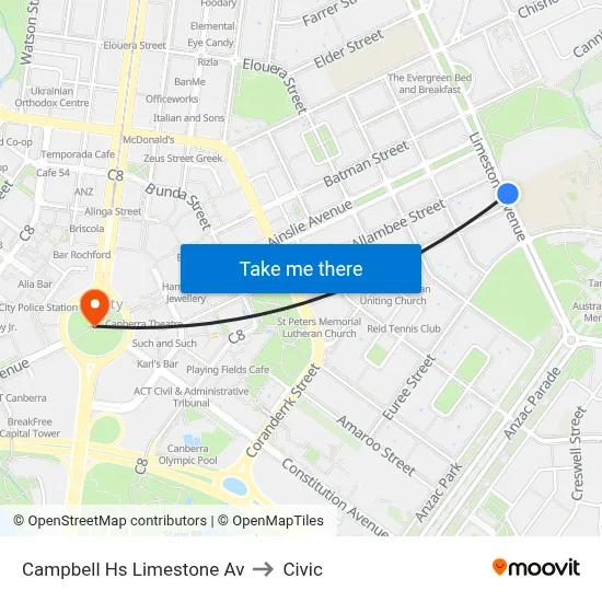 Campbell Hs Limestone Av to Civic map