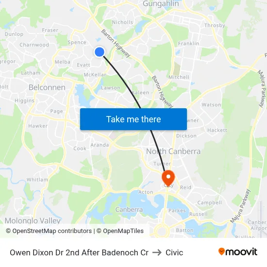 Owen Dixon Dr 2nd After Badenoch Cr to Civic map