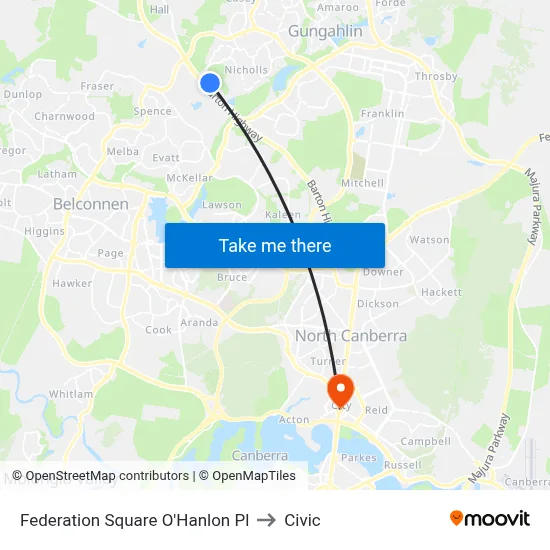 Federation Square O'Hanlon Pl to Civic map