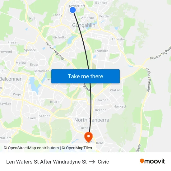 Len Waters St After Windradyne St to Civic map