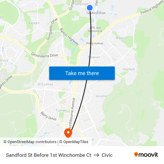 Sandford St Before 1st Winchombe Ct to Civic map