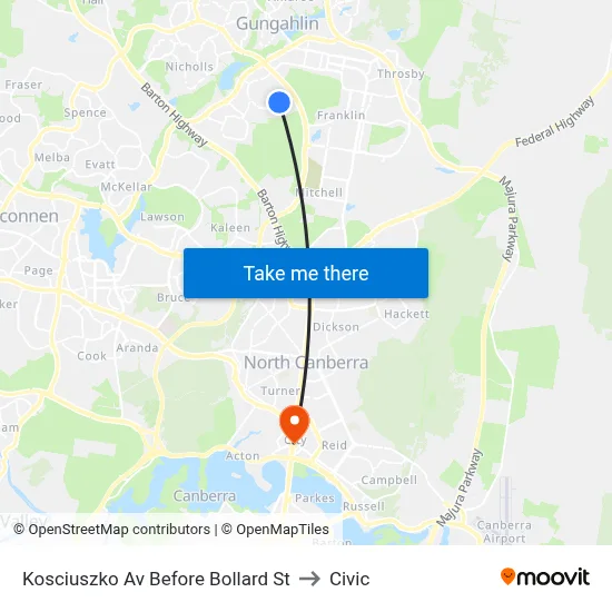 Kosciuszko Av Before Bollard St to Civic map