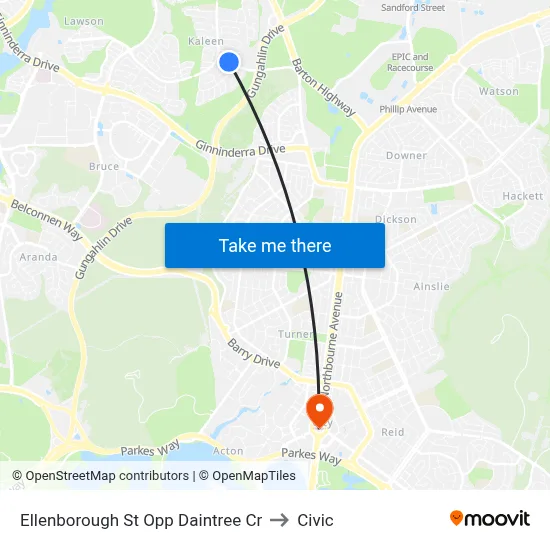 Ellenborough St Opp Daintree Cr to Civic map