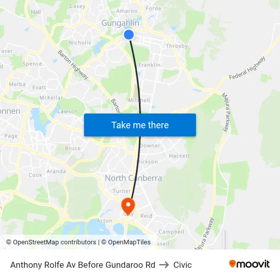 Anthony Rolfe Av Before Gundaroo Rd to Civic map