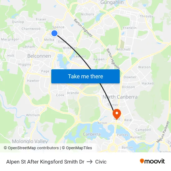 Alpen St After Kingsford Smith Dr to Civic map