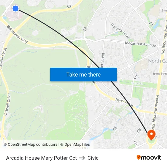 Arcadia House Mary Potter Cct to Civic map