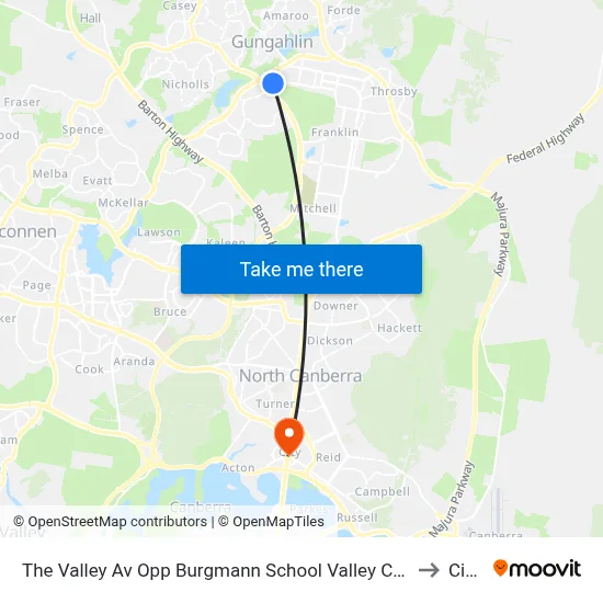 The Valley Av Opp Burgmann School Valley Campus to Civic map