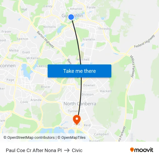 Paul Coe Cr After Nona Pl to Civic map