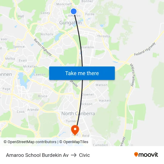 Amaroo School Burdekin Av to Civic map
