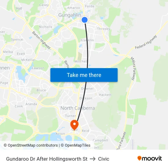 Gundaroo Dr After Hollingsworth St to Civic map