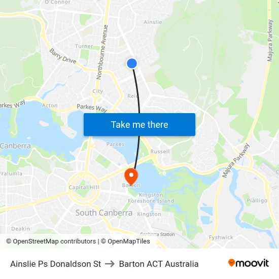 Ainslie Ps Donaldson St to Barton ACT Australia map