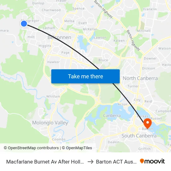 Macfarlane Burnet Av After Hollows Cct to Barton ACT Australia map