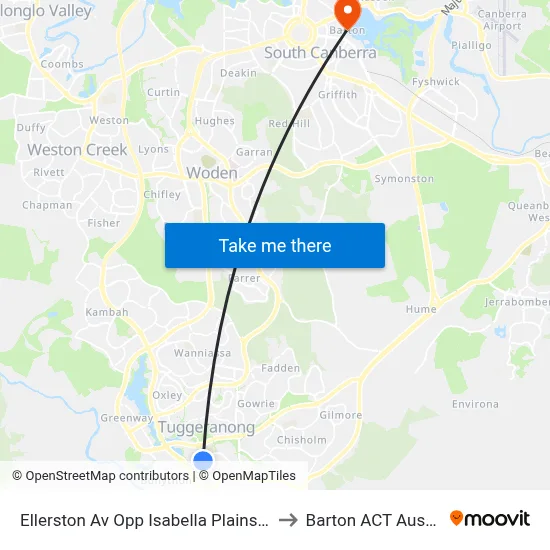 Ellerston Av Opp Isabella Plains Shops to Barton ACT Australia map