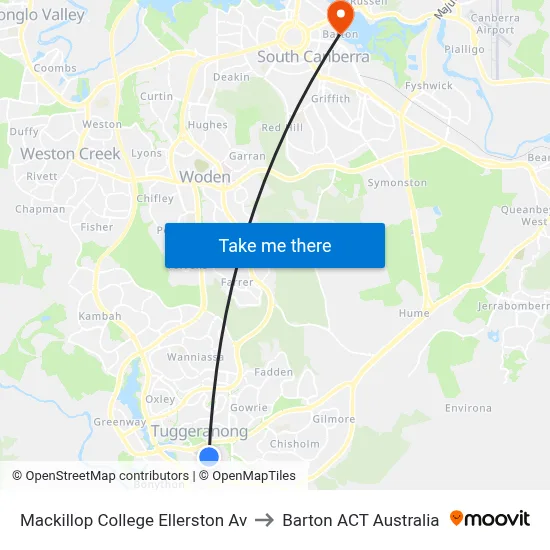 Mackillop College Ellerston Av to Barton ACT Australia map