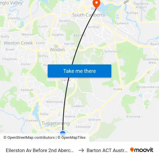 Ellerston Av Before 2nd Abercorn Cr to Barton ACT Australia map
