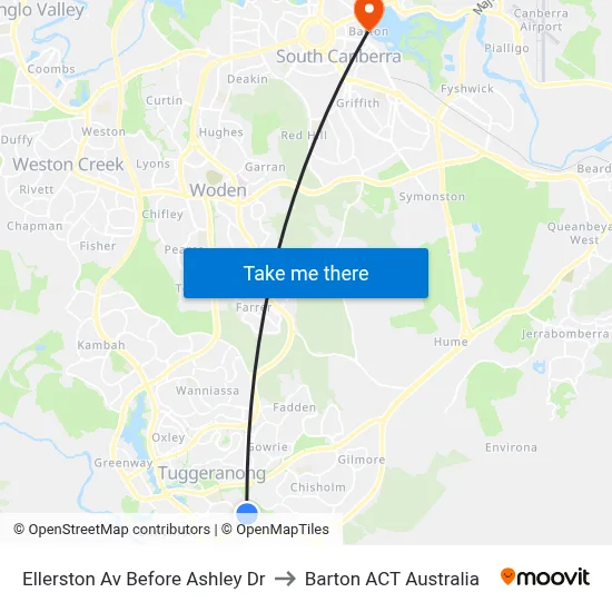 Ellerston Av Before Ashley Dr to Barton ACT Australia map