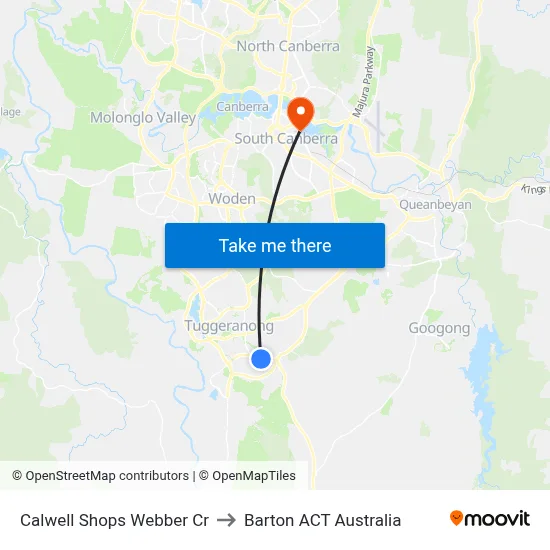 Calwell Shops Webber Cr to Barton ACT Australia map