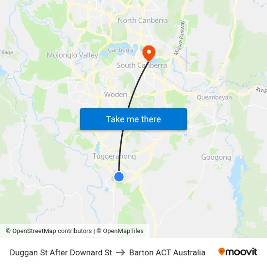 Duggan St After Downard St to Barton ACT Australia map