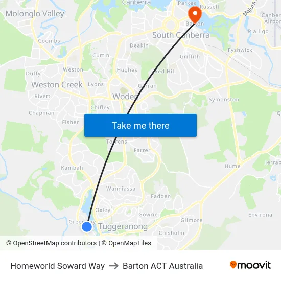 Homeworld Soward Way to Barton ACT Australia map