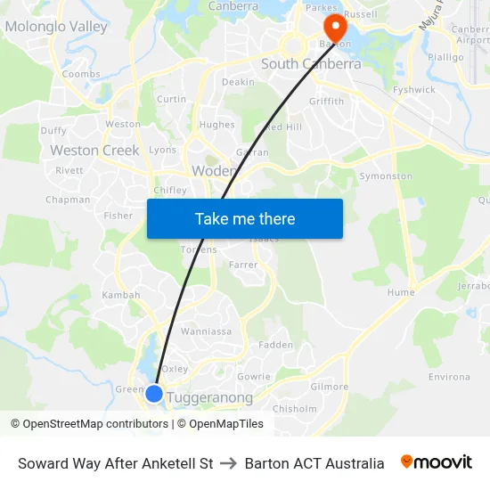 Soward Way After Anketell St to Barton ACT Australia map