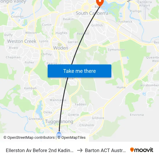 Ellerston Av Before 2nd Kadina Cr to Barton ACT Australia map