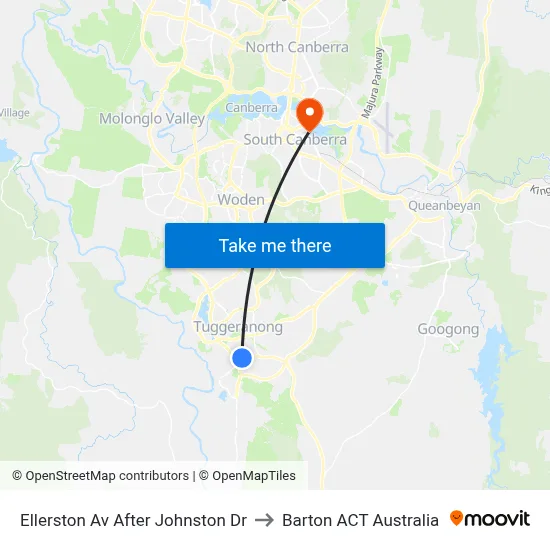 Ellerston Av After Johnston Dr to Barton ACT Australia map