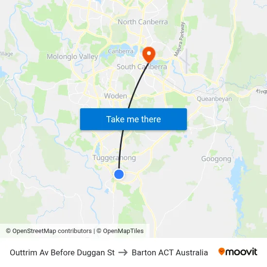 Outtrim Av Before Duggan St to Barton ACT Australia map