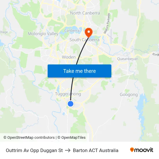 Outtrim Av Opp Duggan St to Barton ACT Australia map