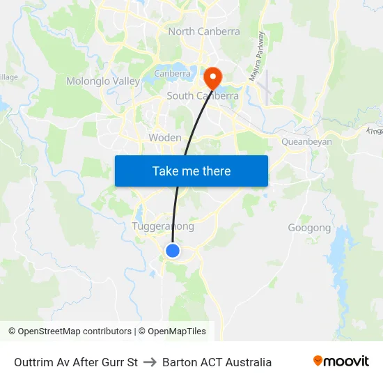 Outtrim Av After Gurr St to Barton ACT Australia map