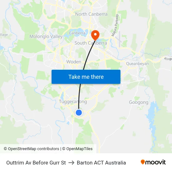 Outtrim Av Before Gurr St to Barton ACT Australia map