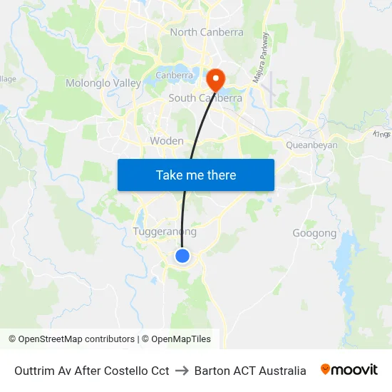 Outtrim Av After Costello Cct to Barton ACT Australia map