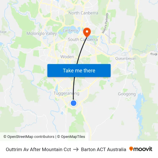Outtrim Av After Mountain Cct to Barton ACT Australia map