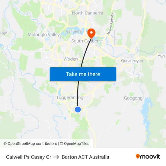 Calwell Ps Casey Cr to Barton ACT Australia map