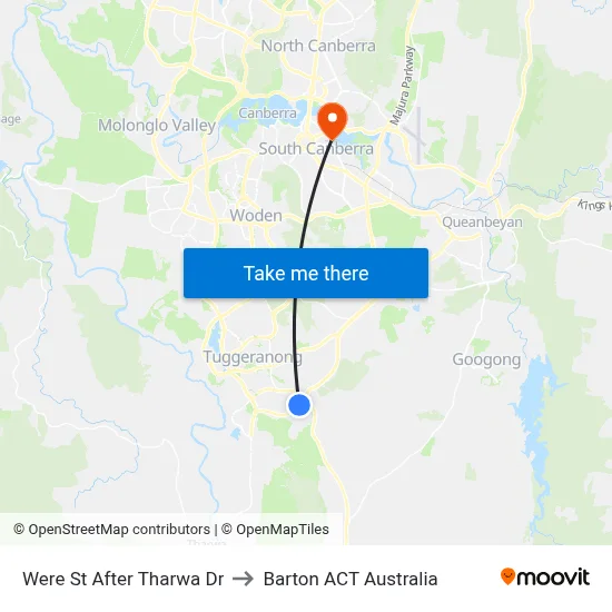 Were St After Tharwa Dr to Barton ACT Australia map