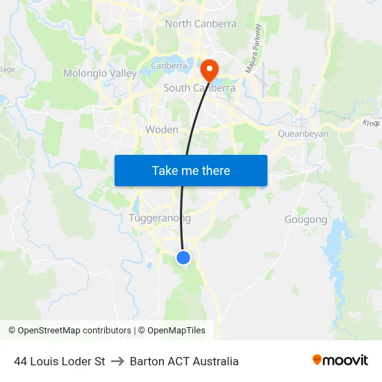 44 Louis Loder St to Barton ACT Australia map