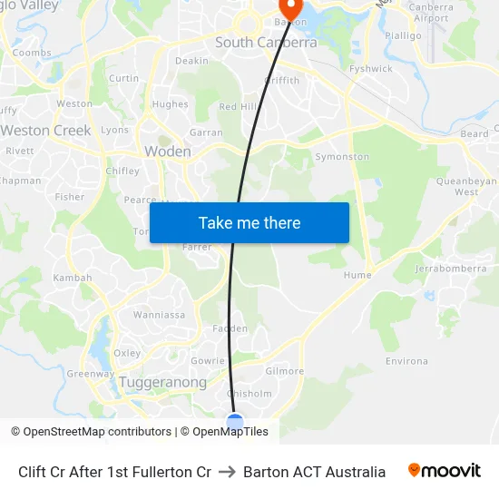 Clift Cr After 1st Fullerton Cr to Barton ACT Australia map