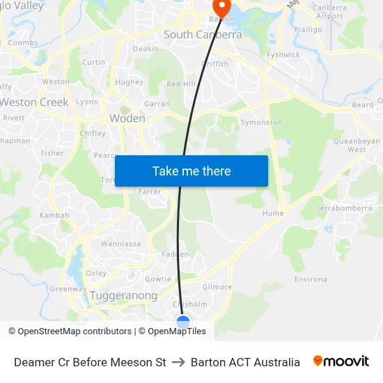 Deamer Cr Before Meeson St to Barton ACT Australia map